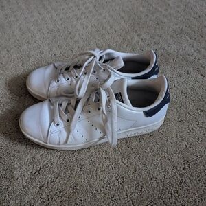 Adidas White and Dark Blue Casual Shoes